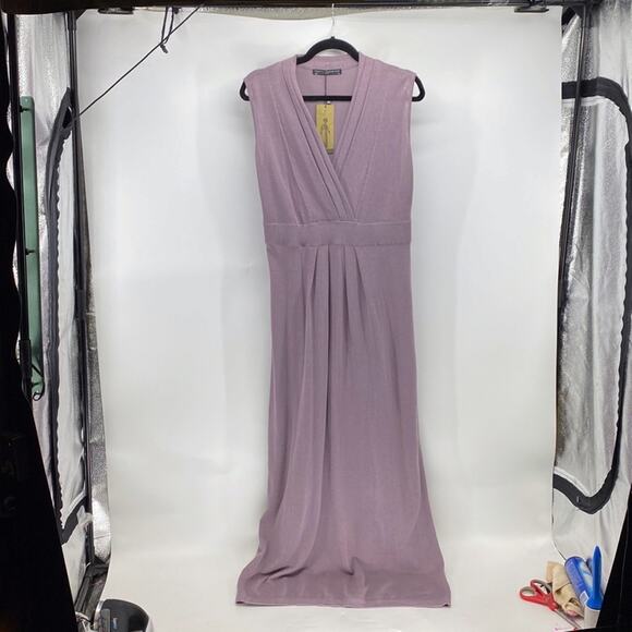Peruvian Connection ADRIATICO lilac maxi knit dress minimalist size M - Picture 9 of 9